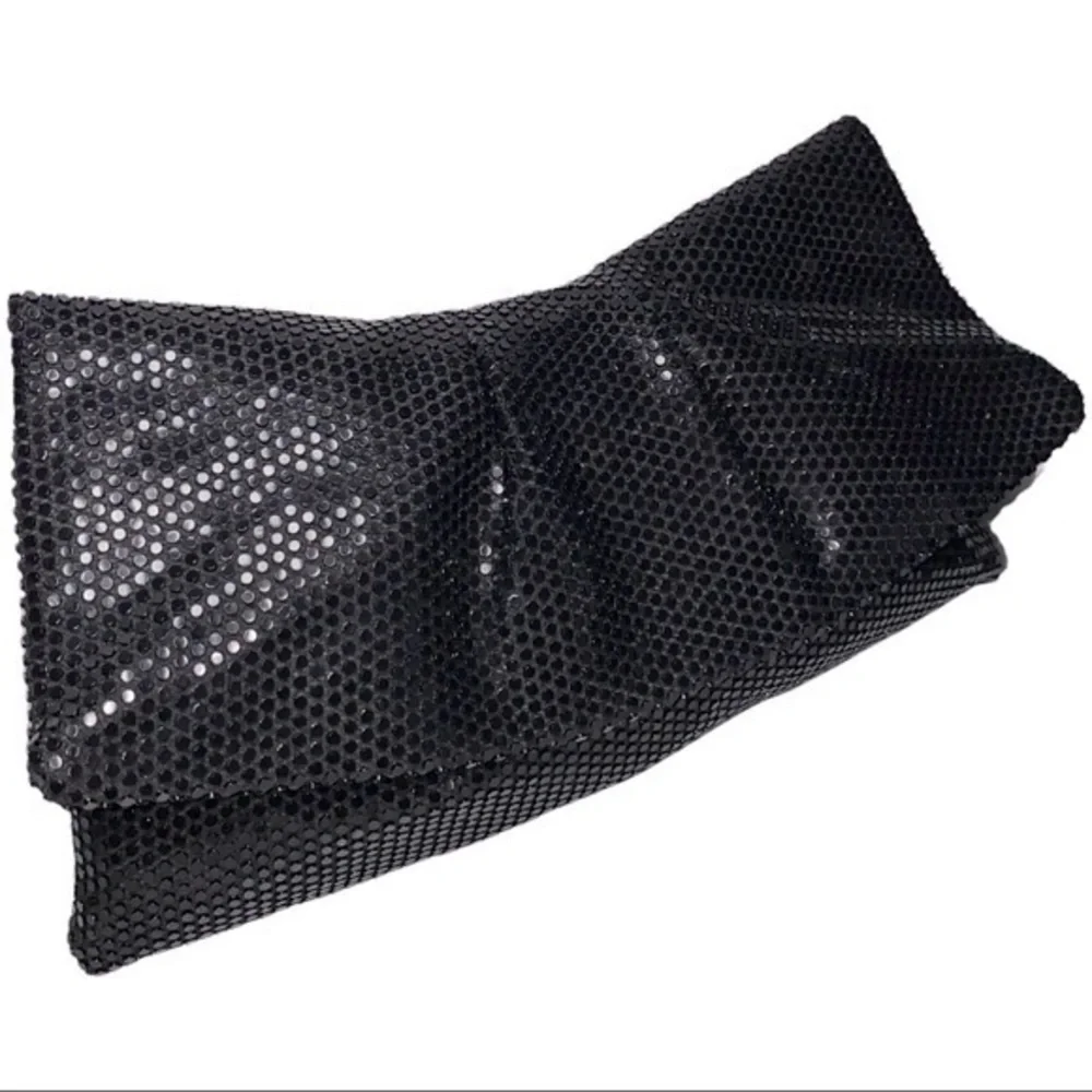 Lumured Vintage Black Beaded Sequin Mesh Envelope Carry Evening Clutch